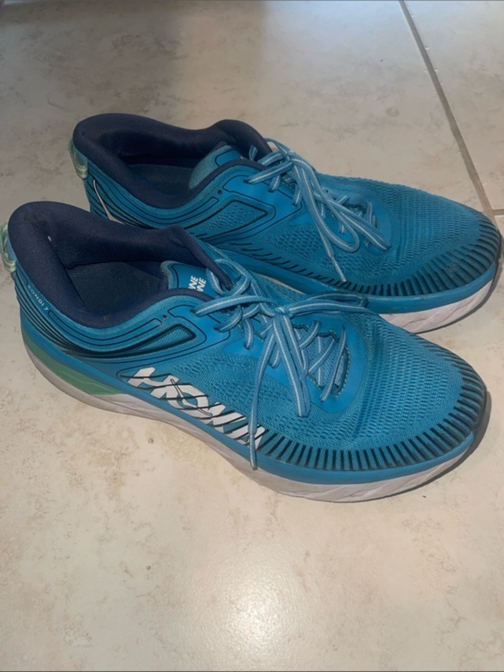 Hoka One One Bondi 7 Men's Size 12 Blue Running Shoes (1110518 BMMO)